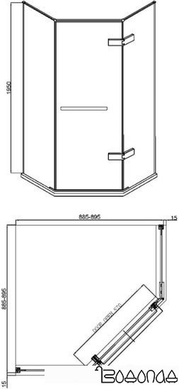 Душевой уголок Adema Safier-90 (прозрачное стекло)
