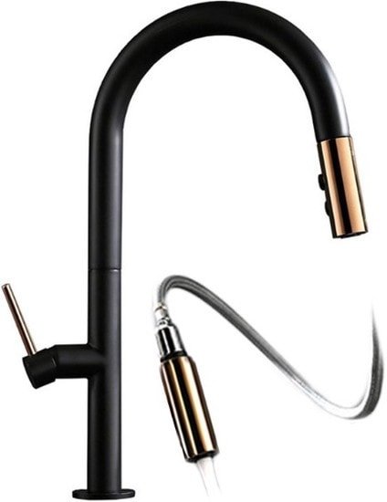 Смеситель Rea Apollo REA-B9600 (черный/розовое золото)