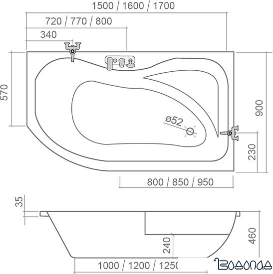Ванна Roltechnik Activa 170x90 (правая) [8180000]