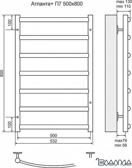 Полотенцесушитель TERMINUS Атланта+ П5 (532x800)