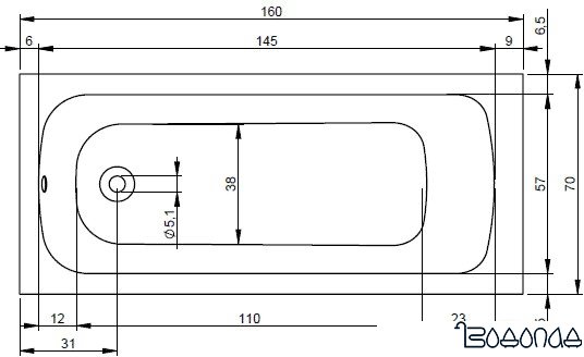 Ванна Riho Dola 160x70 (сножками)