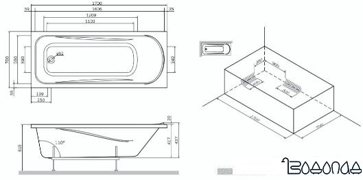 Ванна AM.PM Sense W75A-170-070W-KL