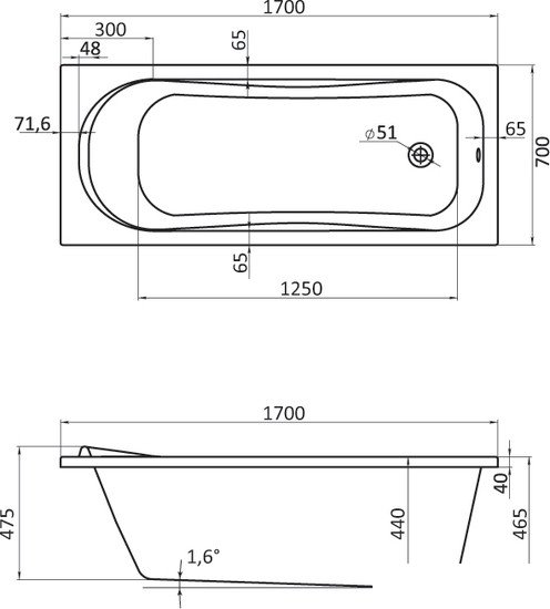 Ванна Santek Тенерифе 170x70 [1WH302207]