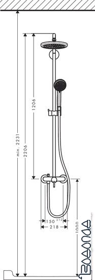 Душевая система Hansgrohe Croma 220 Showerpipe (27222000)