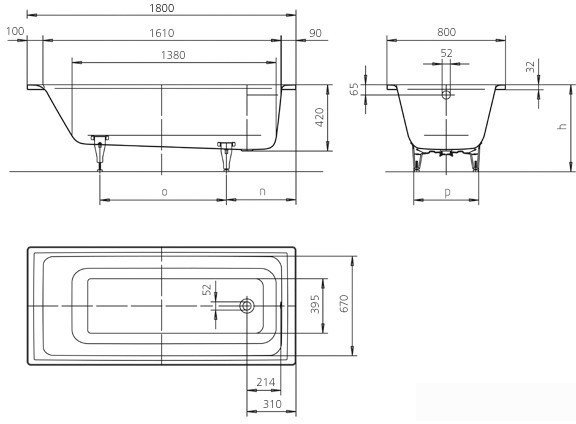 Ванна Kaldewei Puro 653 180x80 [256300010001]