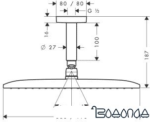 Верхний душ Hansgrohe Raindance E 360 AIR 1jet (27381000)