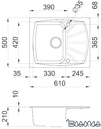 Кухонная мойка Elleci Living 125 Titanium 73