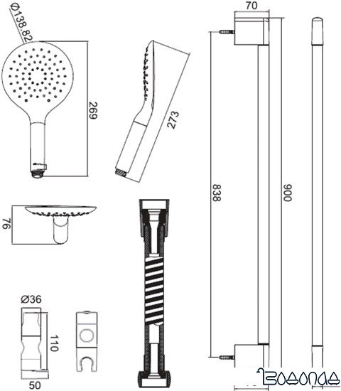 Душевая лейка Bravat Snow P70144CP фото 3