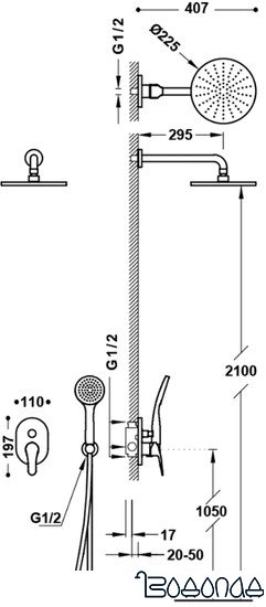 Душевая система Tres Base-tres Plus 21698001