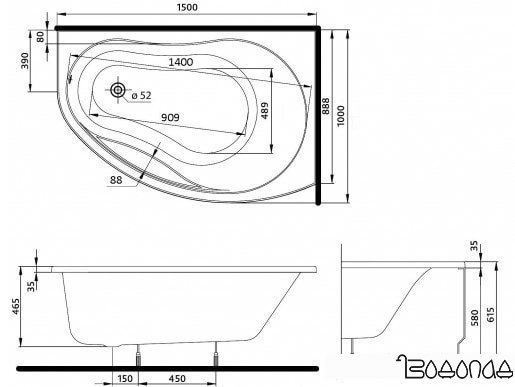 Ванна Kolo Promise 150x100 R XWA3050000