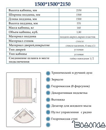 Душевая кабина Oda 8323 150х150