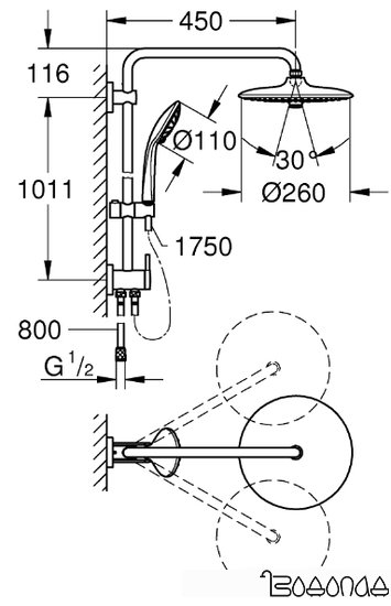 Душевая система Grohe Vitalio Joy 260 27357002