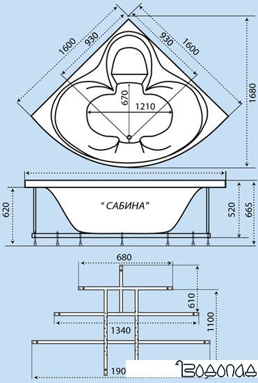 Ванна Triton Сабина 160x160