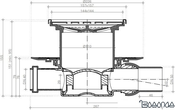 Трап/канал Pestan Confluo Standard Square 3 Mask Gold