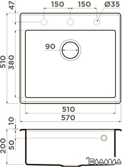 Кухонная мойка Omoikiri Tedori 57 SA (бежевый)