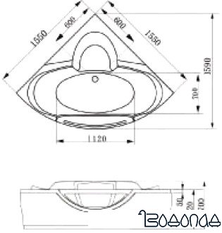 Ванна Gemy G9025 II B 155x155