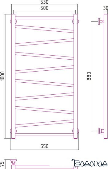Полотенцесушитель Сунержа Сирокко 1000x500 31-0253-1050