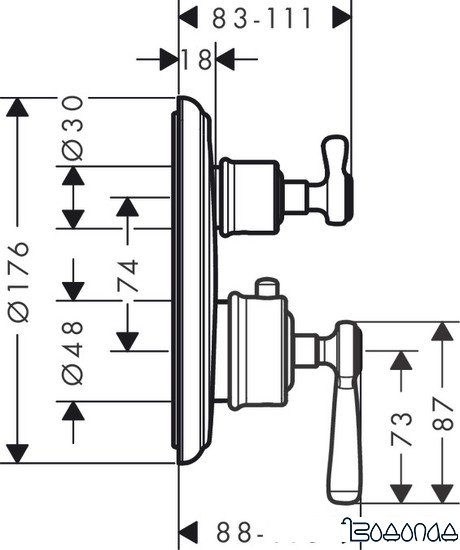 Вентиль Axor Montreux 16801000