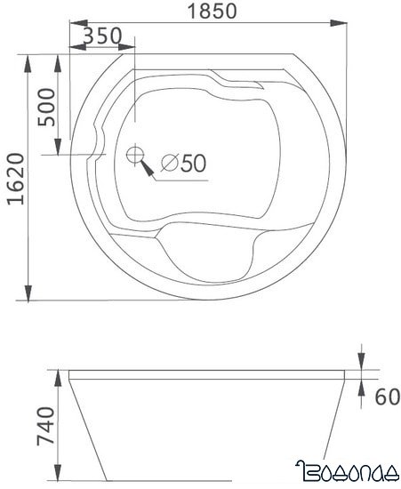 Ванна Gemy G9053 B 185x162 (с гидромассажем) фото 4