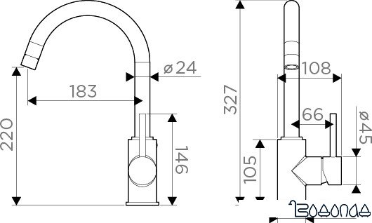 Смеситель Omoikiri Shinagawa-BL-BN (черный/нержавеющая сталь)