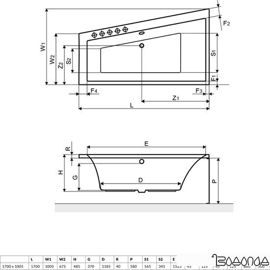 Ванна Excellent Sfera 170x100 L фото 4