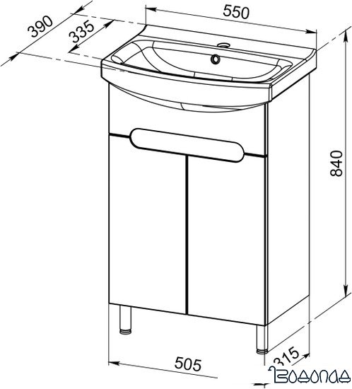 АВН Тумба под умывальник Ansi 55 96.01