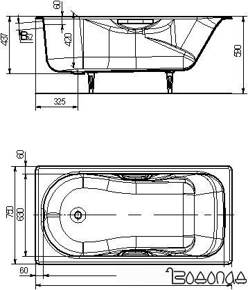 Ванна Универсал Сибирячка с ручками 150x75 фото 3