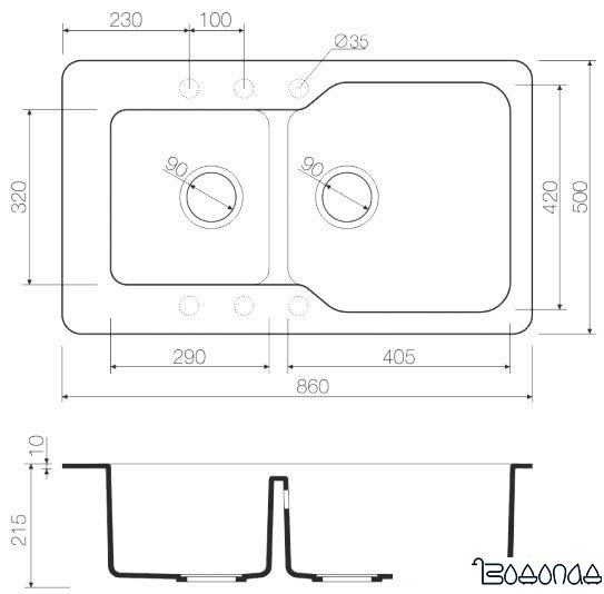 Кухонная мойка Omoikiri Maru 86-2-CH [4993291]