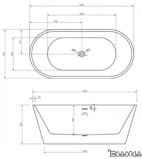 Ванна Abber 150x75 AB9320-1.5