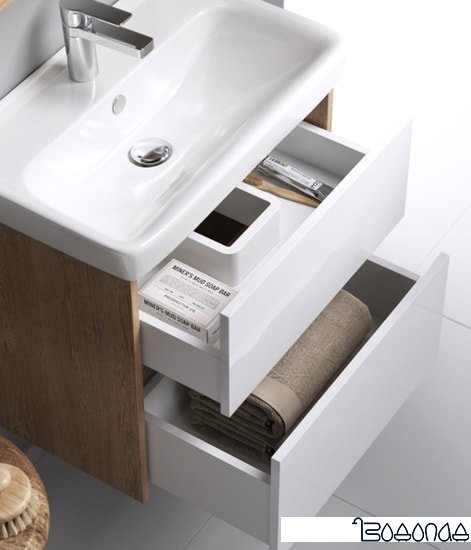 Aqwella Тумба City 60 CI0106DB с умывальником Moduo Slim 60 UM-MOD60SL/1 фото 4