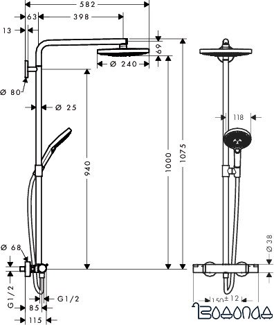Душевая система Hansgrohe Select S 240 2jet Showerpipe (27129400)