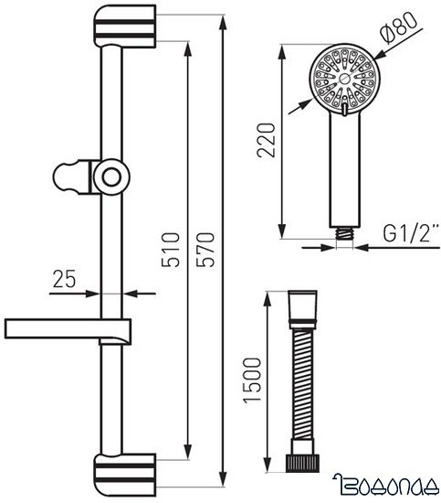 Душевой гарнитур Ferro Ego N150B