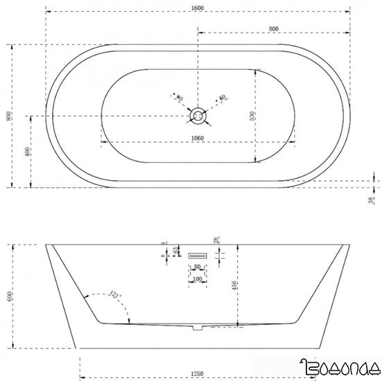 Ванна Abber AB9203-1.6 160x80 фото 4