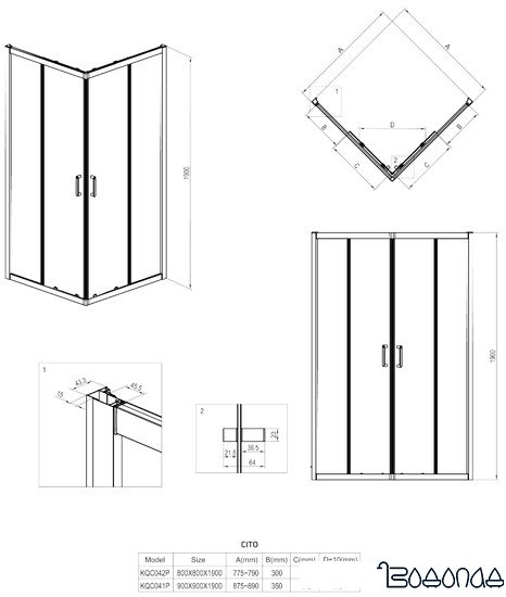 Душевой уголок Deante Cito 90x90 KQC 041P