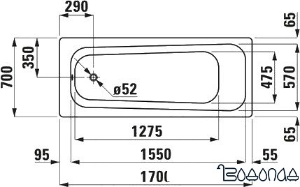 Ванна Laufen Pro 170x70 [224950]
