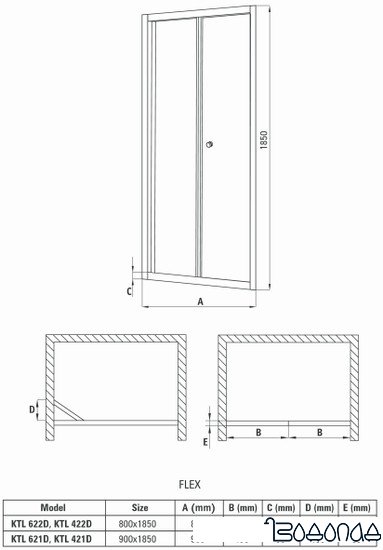 Душевая дверь Deante Flex 90 KTL 621D(хром/матовое)