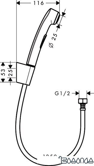 Душевой гарнитур Hansgrohe Bidette 1jet hand shower (32129000)