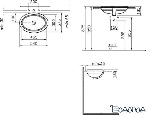 Умывальник Vitra Efes 54x37.5 [5801B003-0012] фото 3