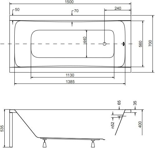 Ванна Besco Optima 150x70 фото 4