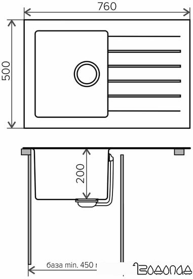 Кухонная мойка Tolero Twist TTS-760 (серый металлик 001)