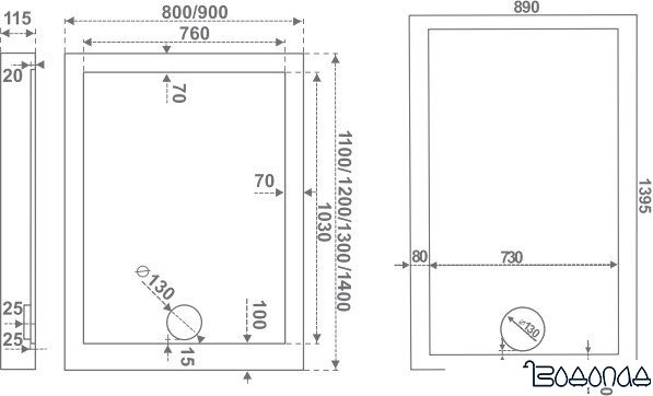 Душевой поддон Good Door Олимпик 110x80