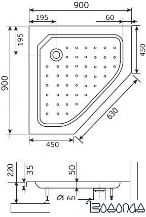 Душевой поддон RGW Style-TR 90x90