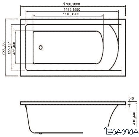Ванна Vayer Savero 180x80 фото 3