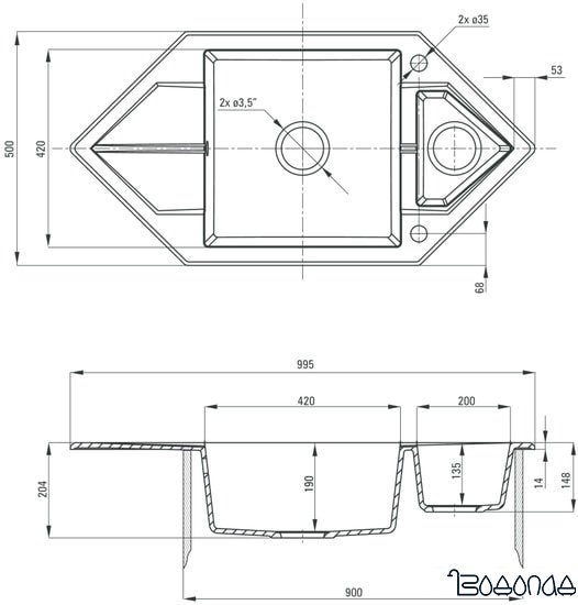 Кухонная мойка Deante Hexon ZQP G653 (графитовый металлик) Кухонная мойка Deante Hexon ZQP G653 (графитовый металлик)