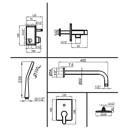 Душевая система Azario AZ-15490721