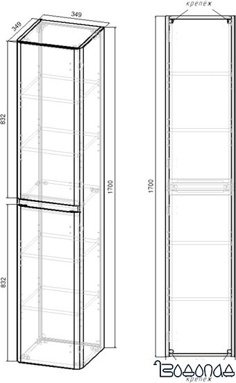 Vincea Шкаф-пенал Vico 35 VSC-2V170GW фото 4