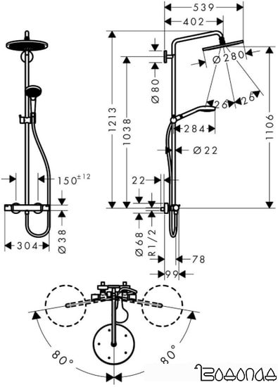 Душевая система Hansgrohe Croma Select S 26794000