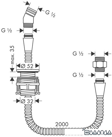 Держатель душевой лейки с подключением Hansgrohe Raindance 28307000 фото 2