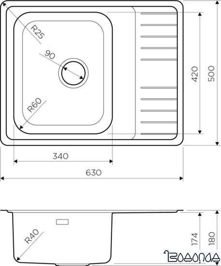 Кухонная мойка Omoikiri Sagami 63-IN