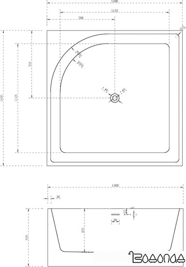 Ванна Abber 140x140 AB9337